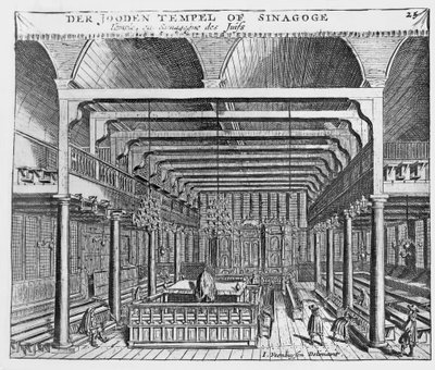 Interno di una sinagoga ebraica da Jan Veenhuysen